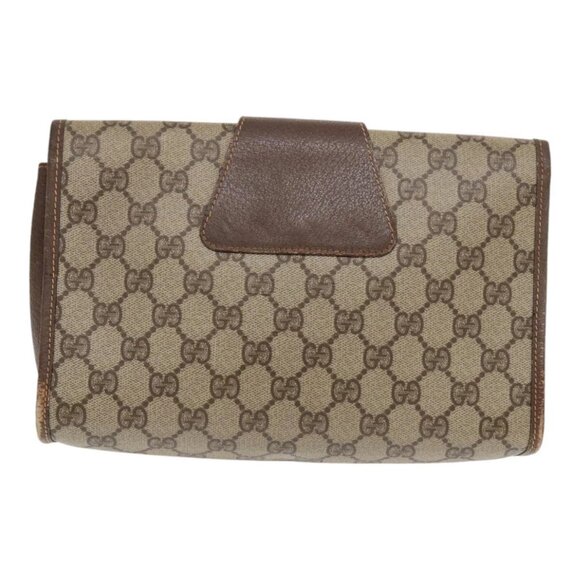 GUCCI GG Supreme Web Sherry Line Clutch Bag PVC Beige Red - Picture 7 of 16